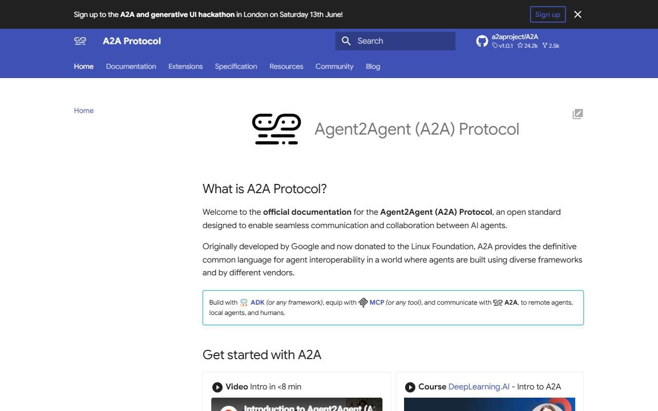 Screenshot of A2A Protocol - DOCS tool built with OpenClaw
