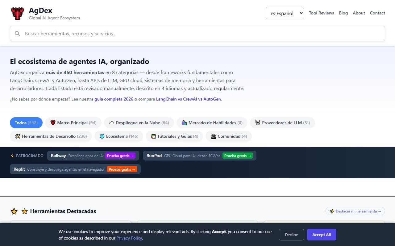 Screenshot of AgDex - COMMUNITY tool built with OpenClaw