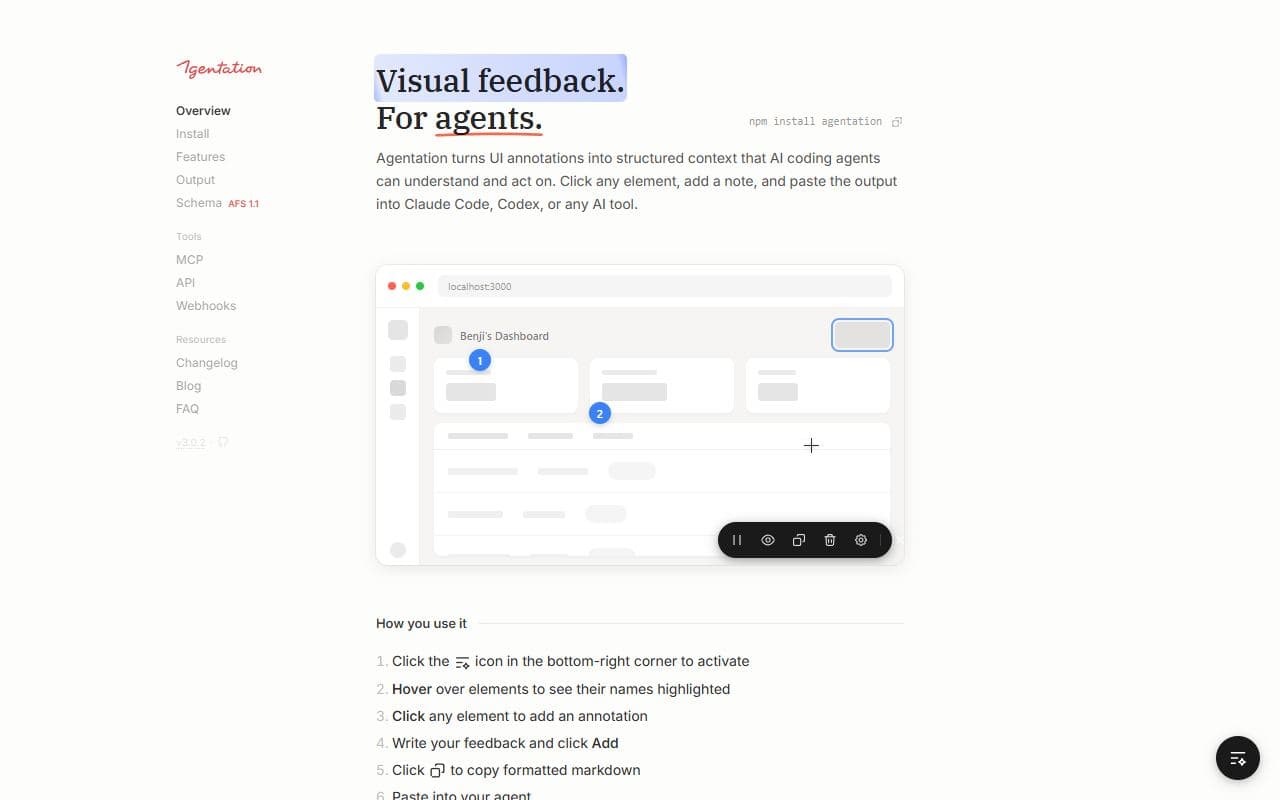 Screenshot of Agentation - UTILITIES tool built with OpenClaw