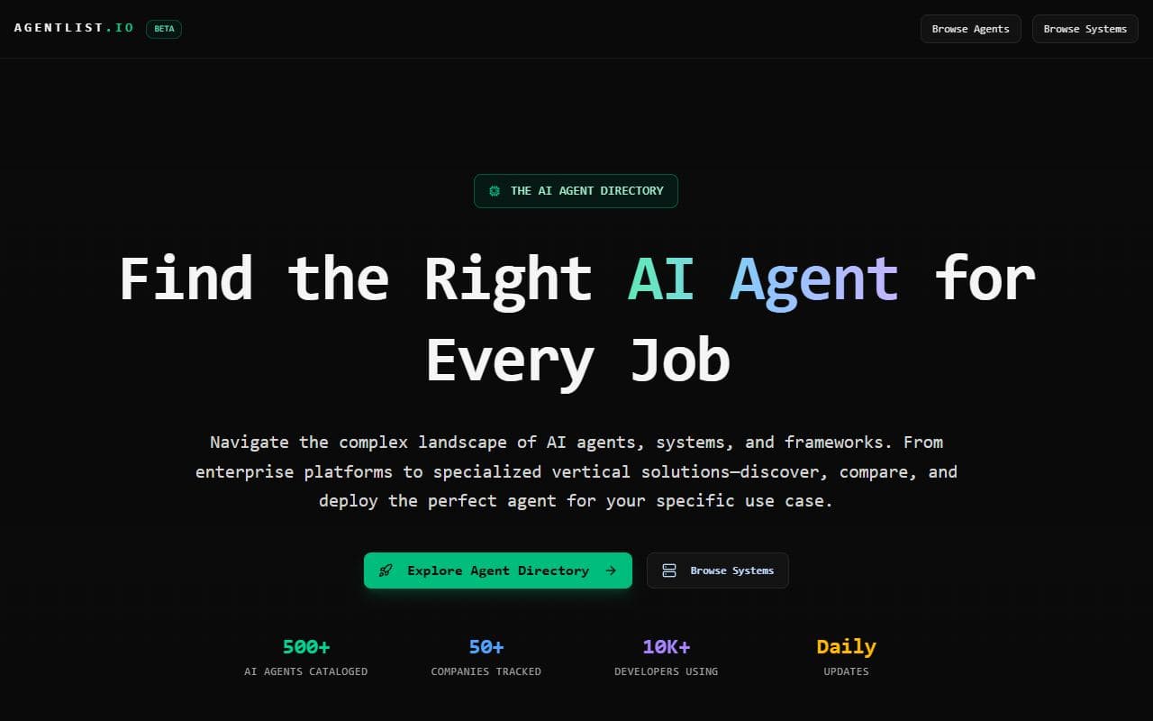 Screenshot of AgentList.io - COMMUNITY tool built with OpenClaw