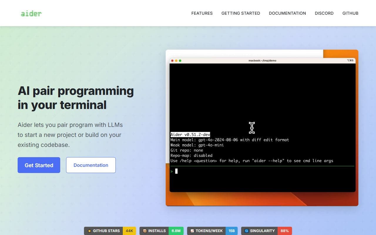 Screenshot of Aider - PRODUCTIVITY tool built with OpenClaw