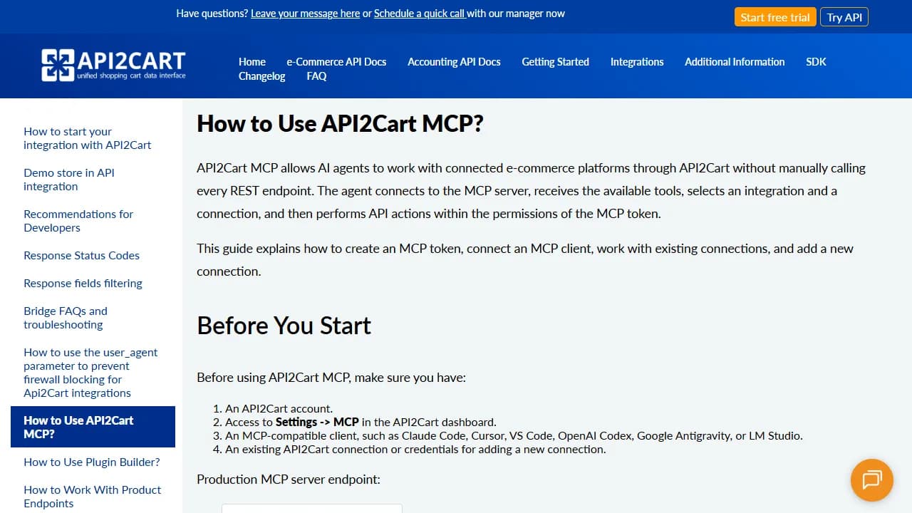 API2Cart MCP preview