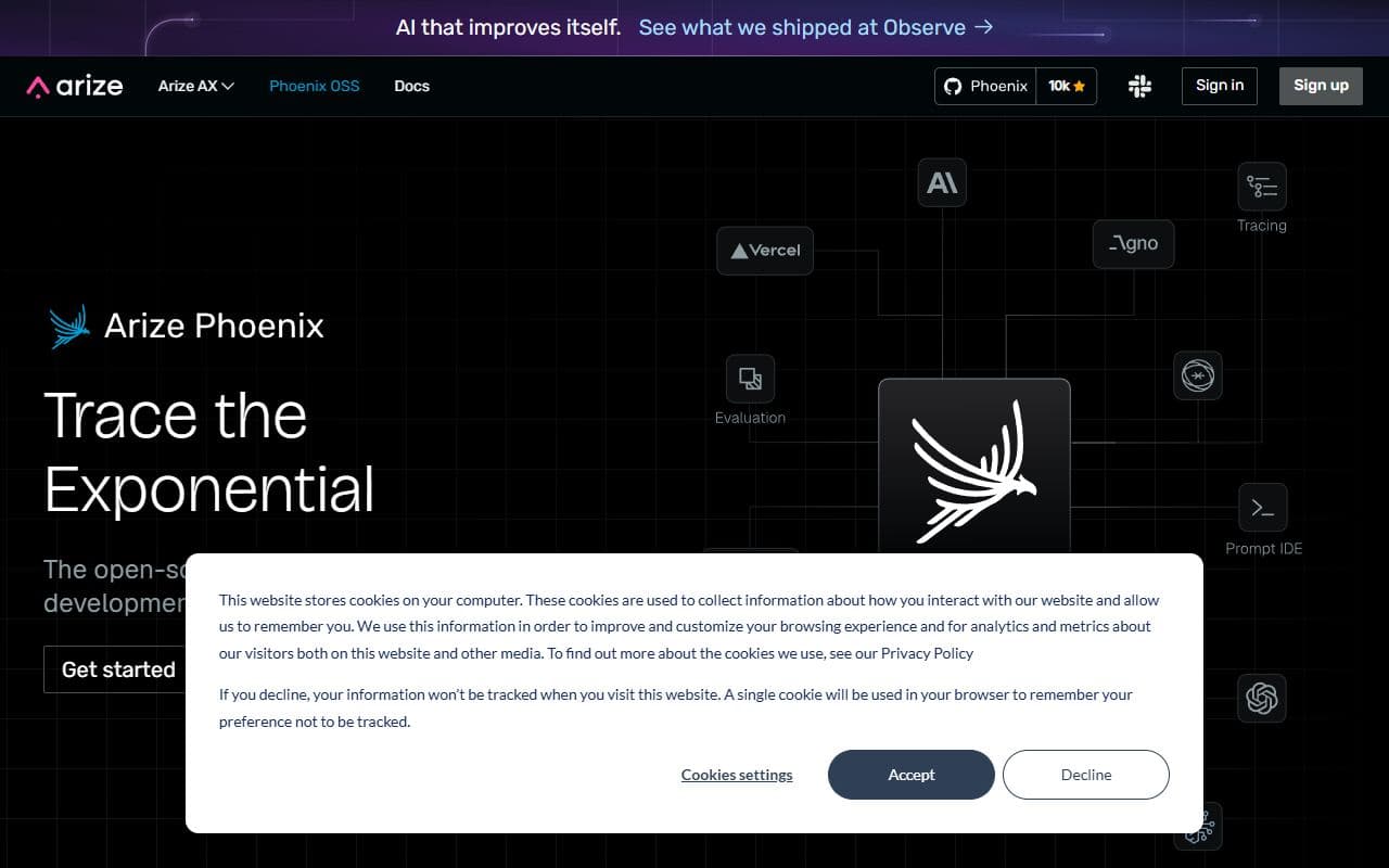 Screenshot of Arize Phoenix - MONITORING tool built with OpenClaw