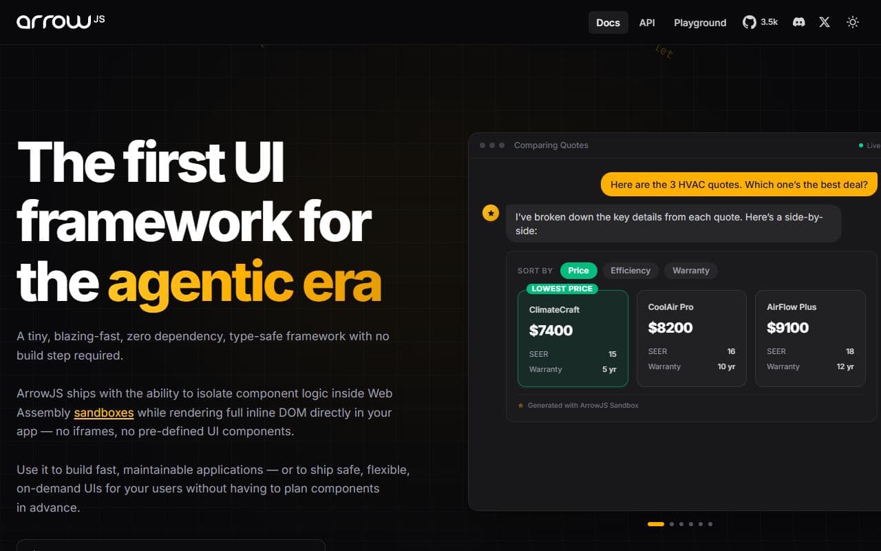 Screenshot of ArrowJS - UTILITIES tool built with OpenClaw