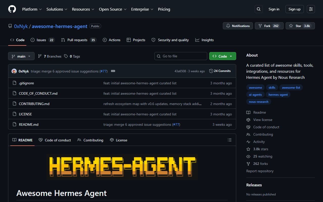 Screenshot of Awesome Hermes Agent - DOCS tool built with OpenClaw