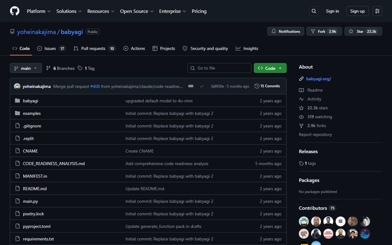 Screenshot of BabyAGI - AUTOMATION tool built with OpenClaw