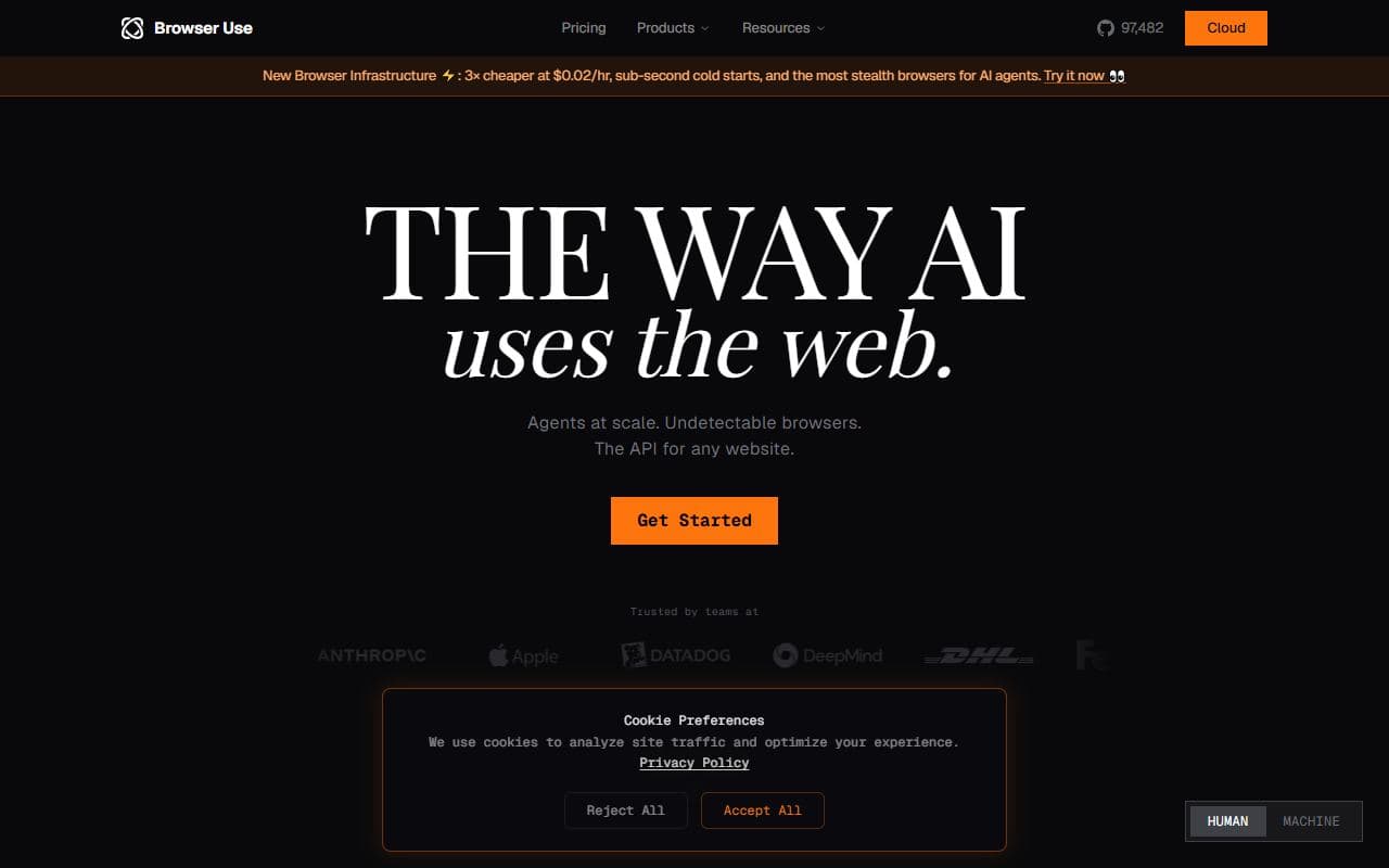 Screenshot of Browser Use - AUTOMATION tool built with OpenClaw