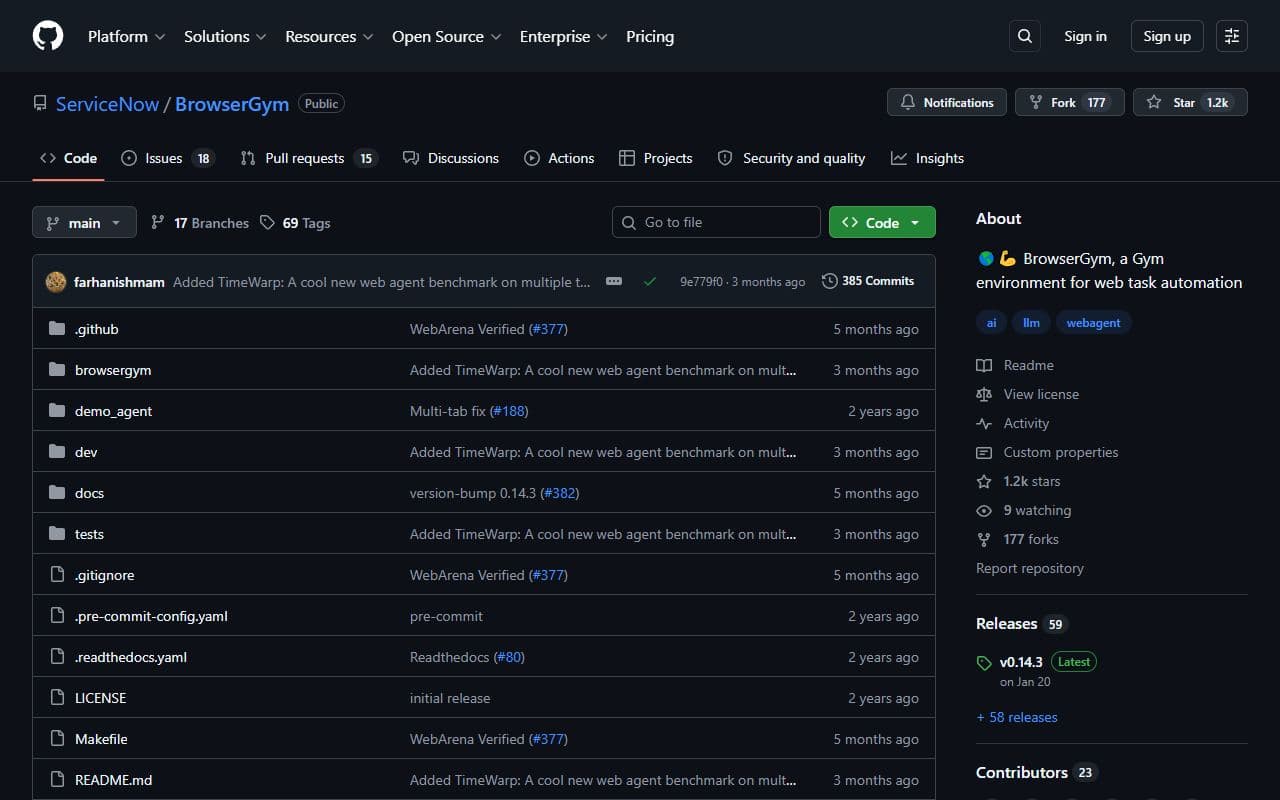 Screenshot of BrowserGym - UTILITIES tool built with OpenClaw