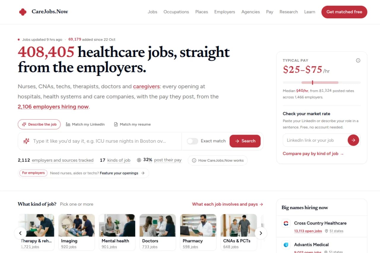 CareJobs.Now Healthcare Jobs Agent product preview