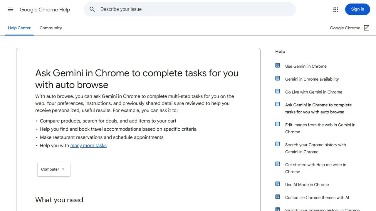 Chrome auto browse preview