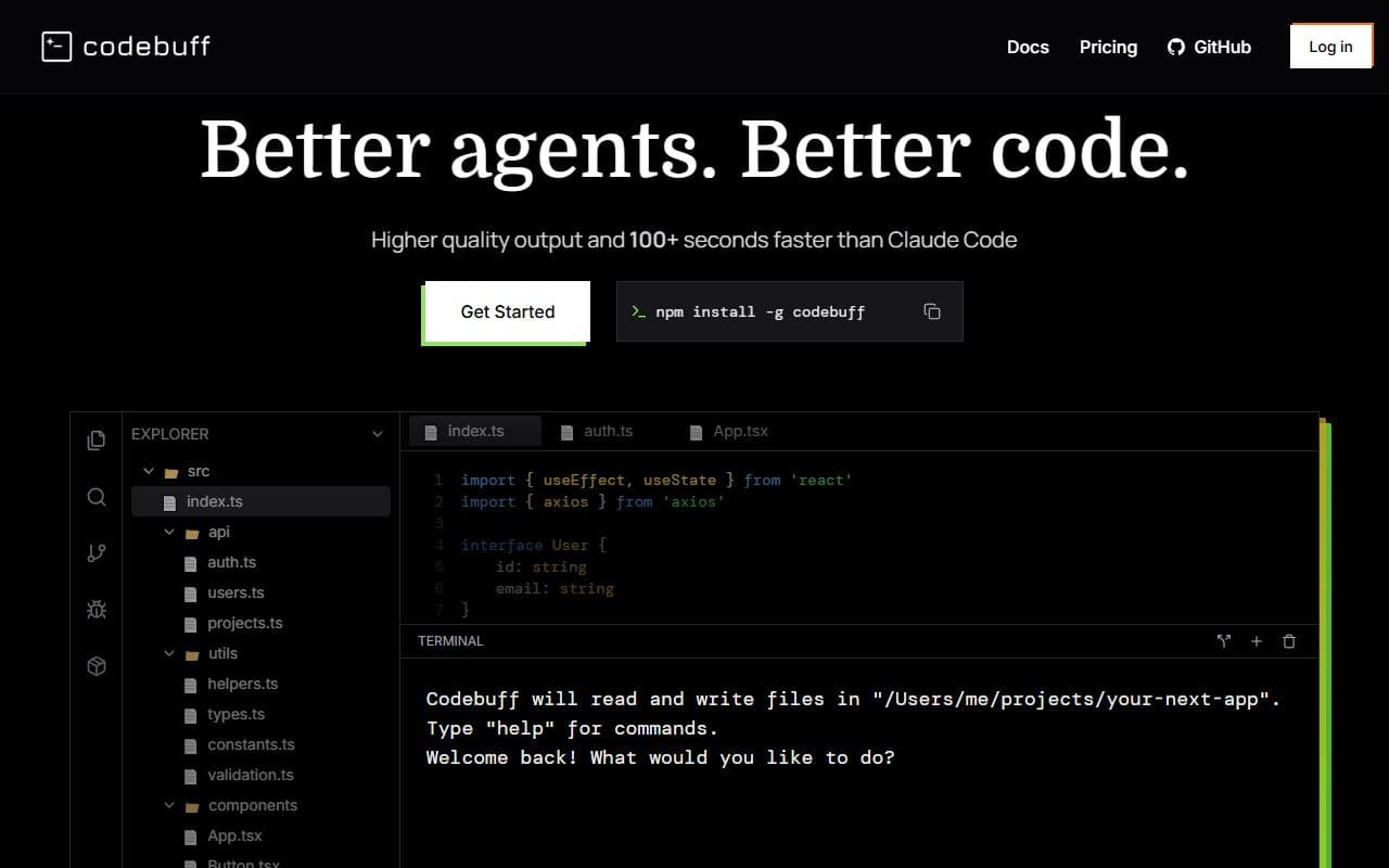 Screenshot of Codebuff - PRODUCTIVITY tool built with OpenClaw
