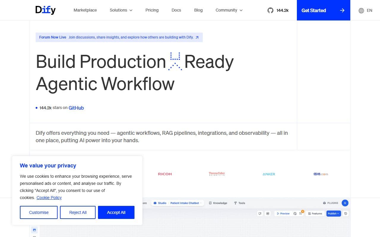 Screenshot of Dify - AUTOMATION tool built with OpenClaw