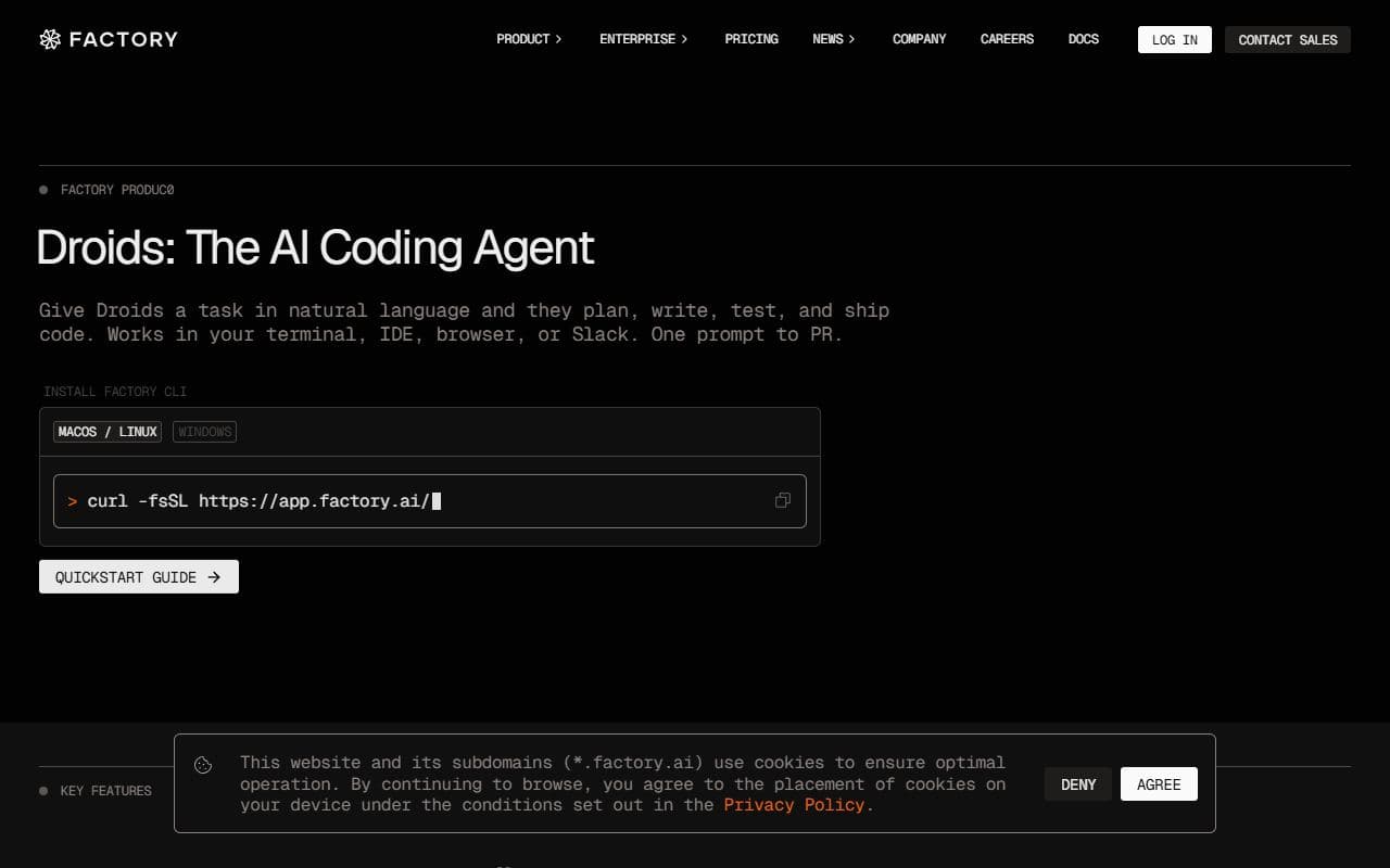 Screenshot of Factory Droids - PRODUCTIVITY tool built with OpenClaw