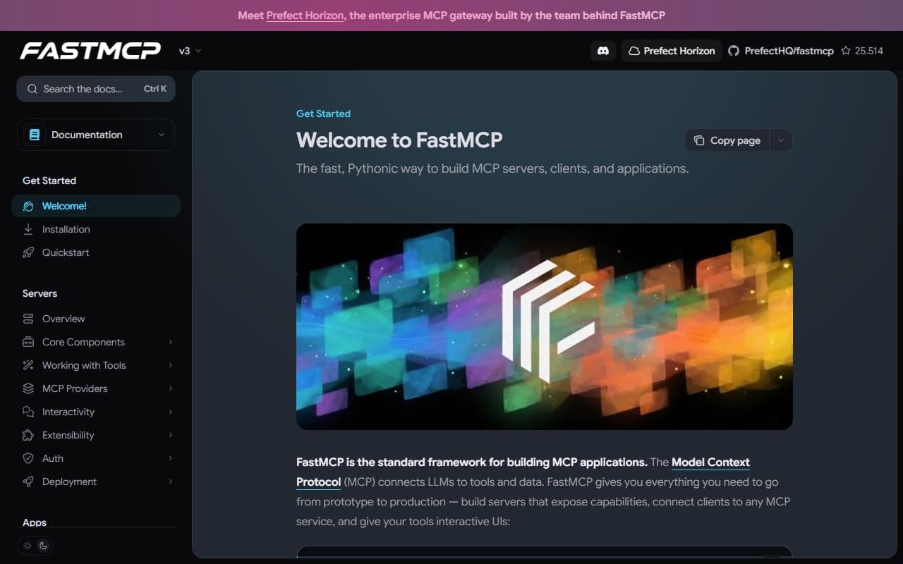 Screenshot of FastMCP - DOCS tool built with OpenClaw