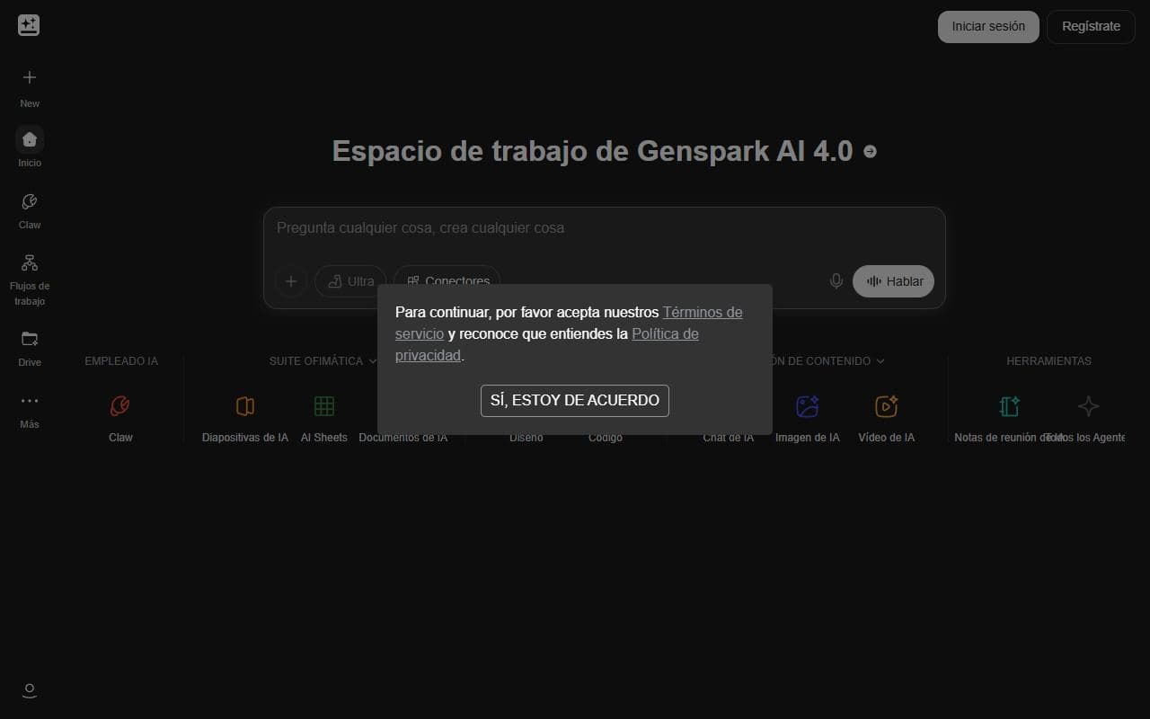 Screenshot of Genspark - PRODUCTIVITY tool built with OpenClaw