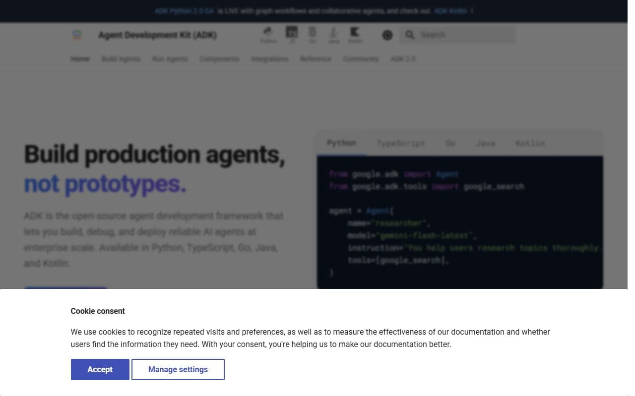 Screenshot of Google ADK - DOCS tool built with OpenClaw