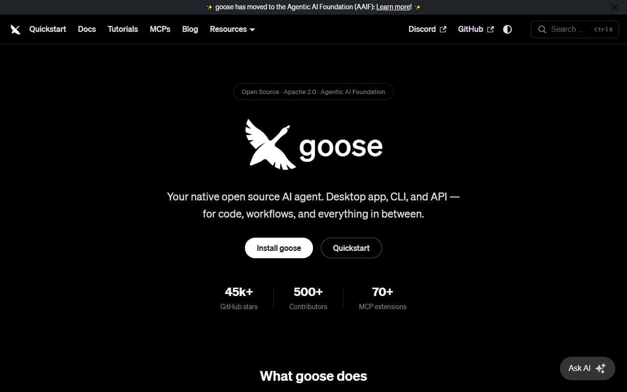 Screenshot of Goose - PRODUCTIVITY tool built with OpenClaw