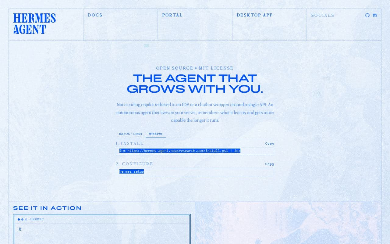 Screenshot of Hermes Agent - AUTOMATION tool built with OpenClaw