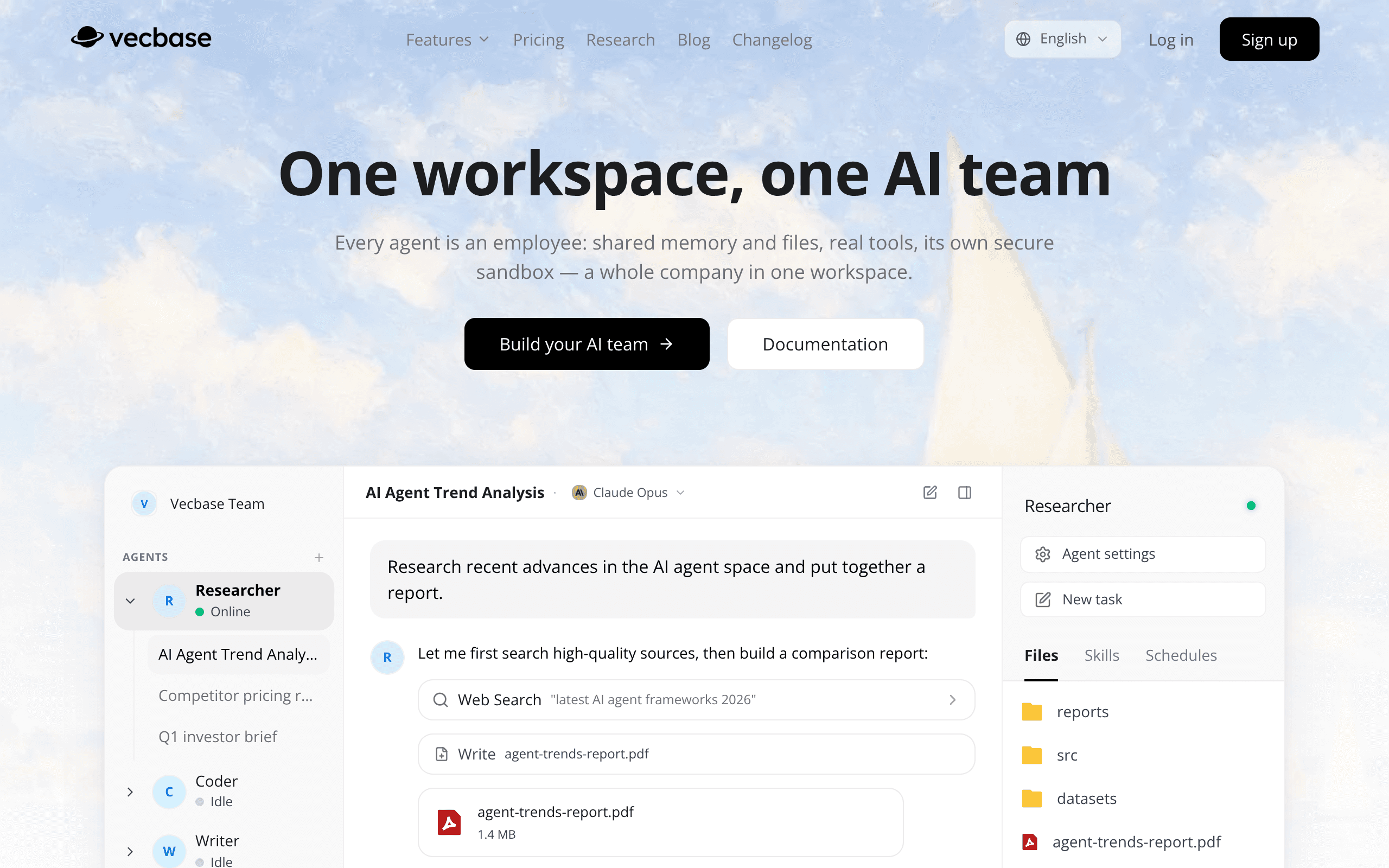 Screenshot of Vecbase - MANAGEMENT tool built with OpenClaw