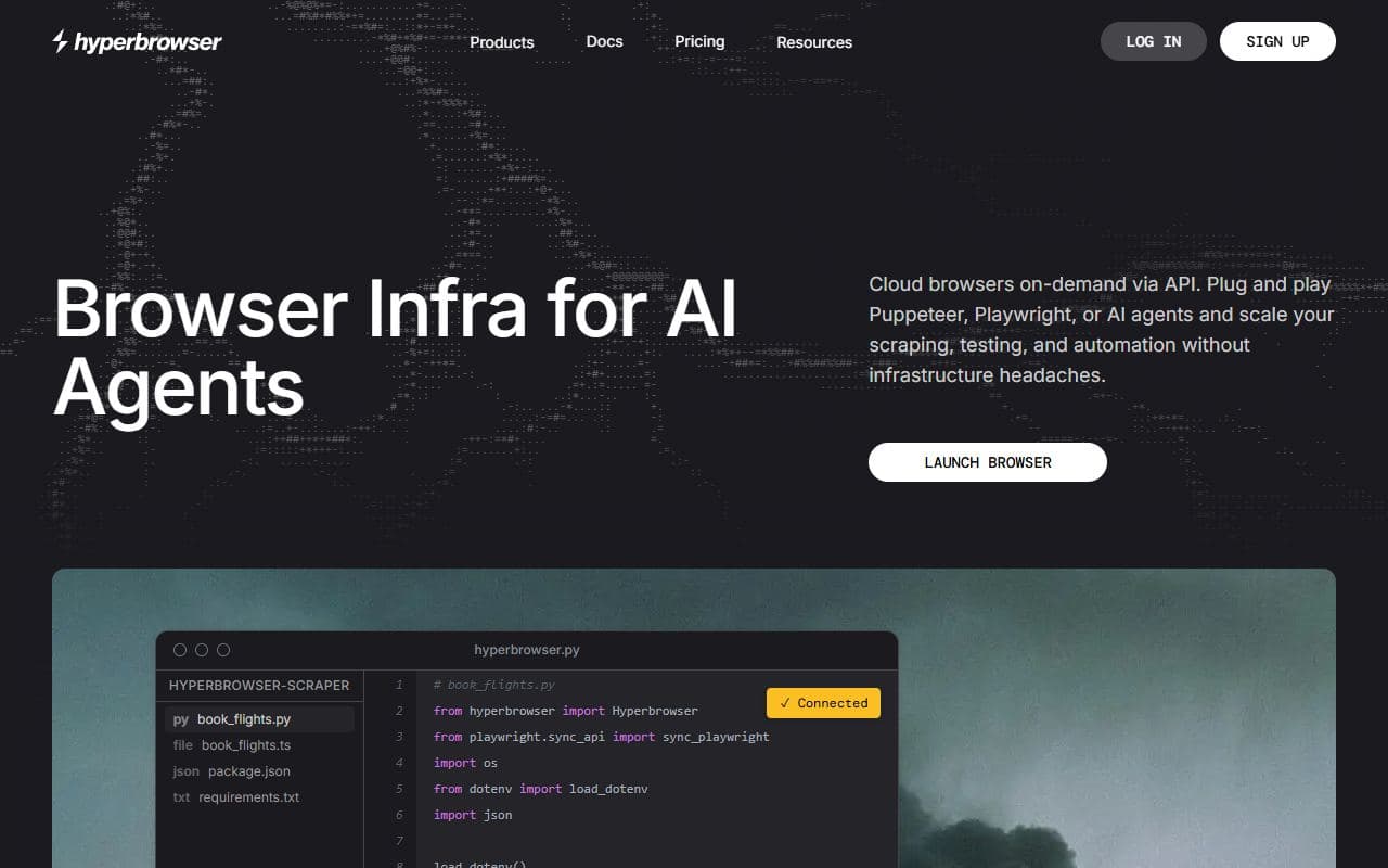 Screenshot of Hyperbrowser - INTEGRATION tool built with OpenClaw