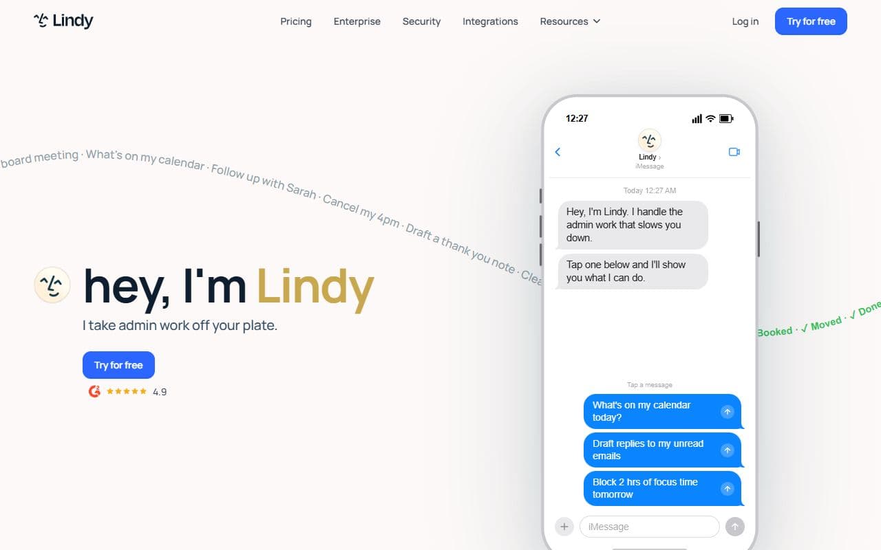 Screenshot of Lindy - AUTOMATION tool built with OpenClaw