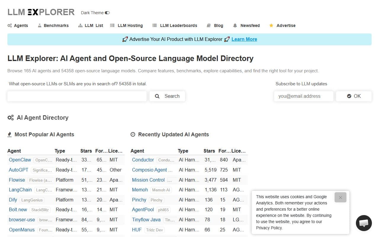 Screenshot of LLM Explorer - COMMUNITY tool built with OpenClaw