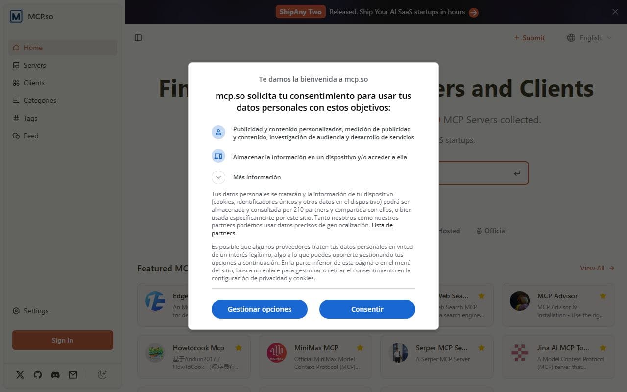 Screenshot of mcp.so - COMMUNITY tool built with OpenClaw