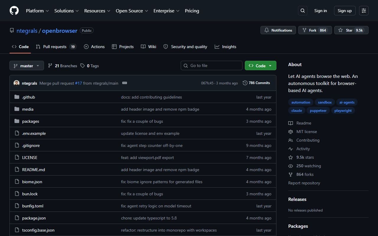 Screenshot of Open Browser - AUTOMATION tool built with OpenClaw