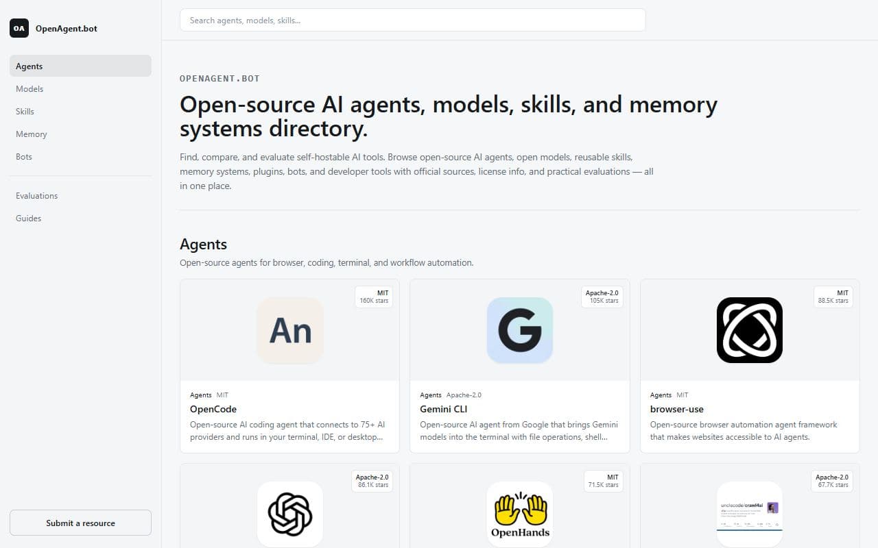 Screenshot of OpenAgent.bot - COMMUNITY tool built with OpenClaw