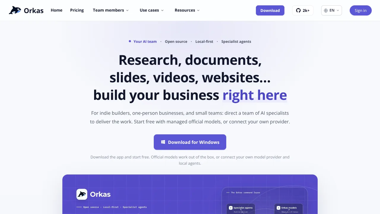 Orkas product preview