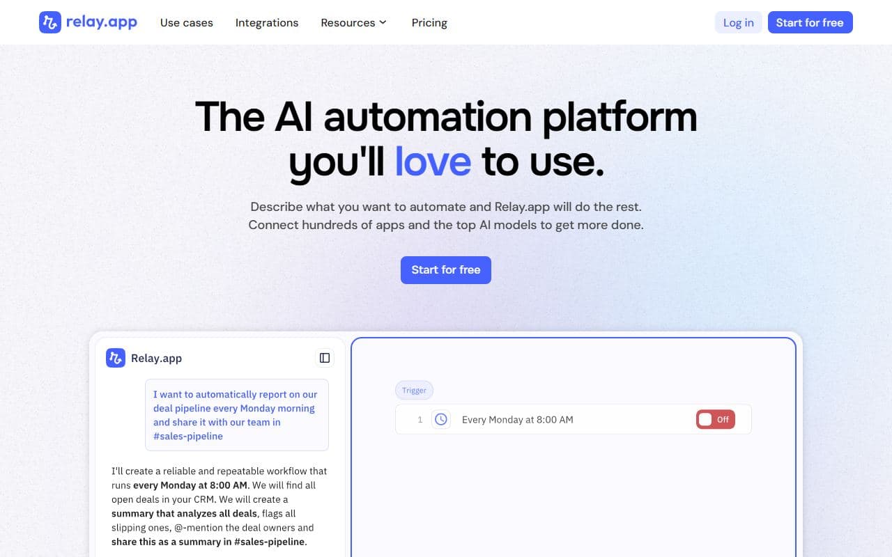Screenshot of Relay.app - AUTOMATION tool built with OpenClaw