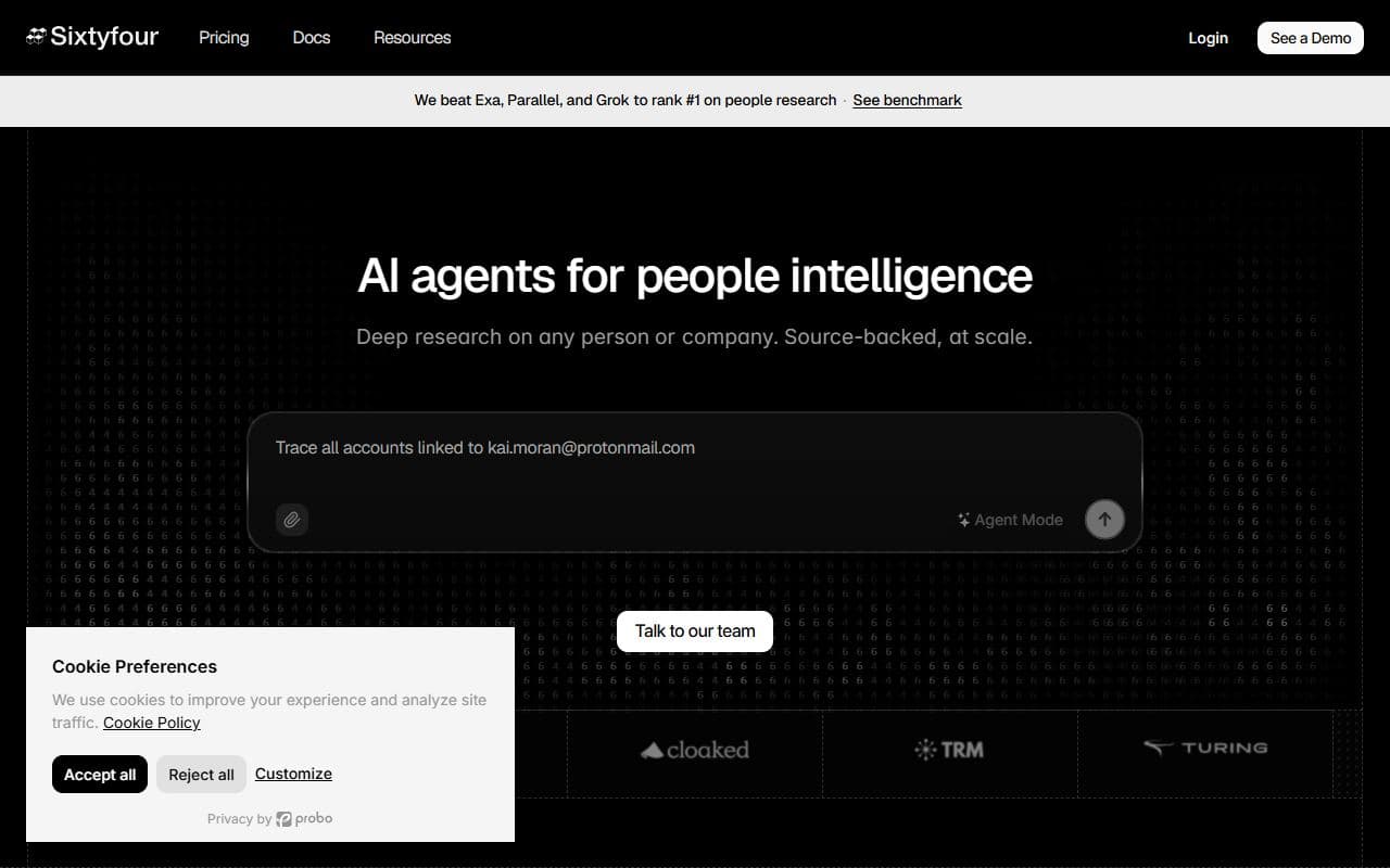Screenshot of Sixtyfour - INTEGRATION tool built with OpenClaw