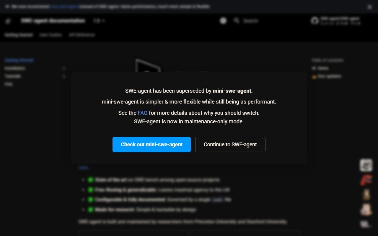 Screenshot of SWE-agent - PRODUCTIVITY tool built with OpenClaw
