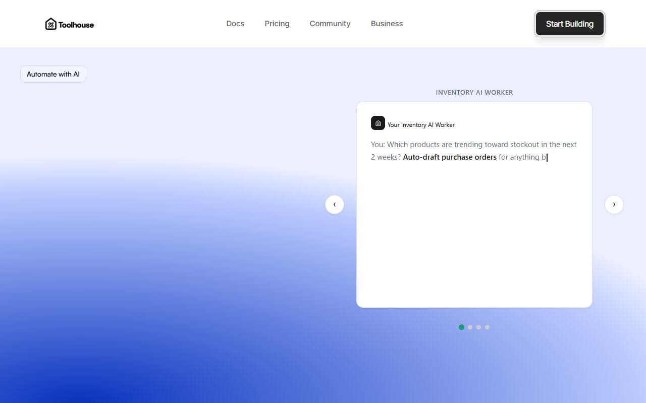 Screenshot of Toolhouse - INTEGRATION tool built with OpenClaw