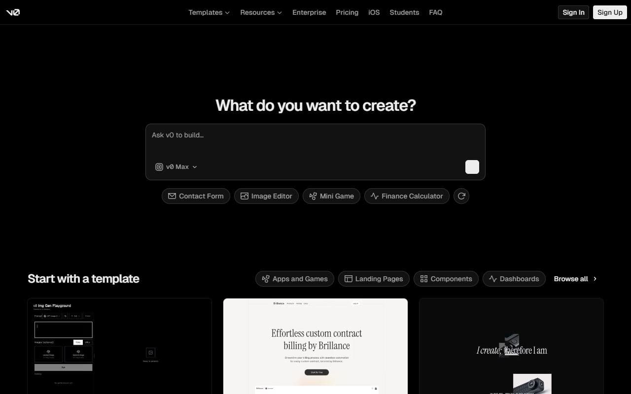 Screenshot of v0 - PRODUCTIVITY tool built with OpenClaw